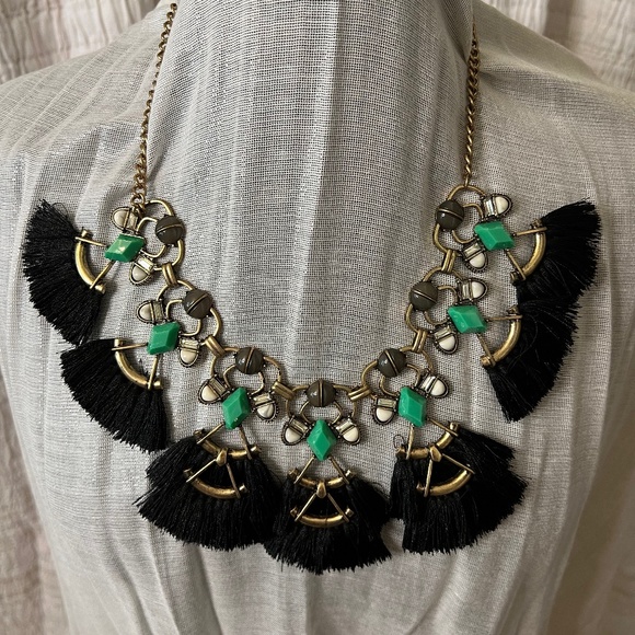 Black & Green Art Deco style necklace - Picture 1 of 1